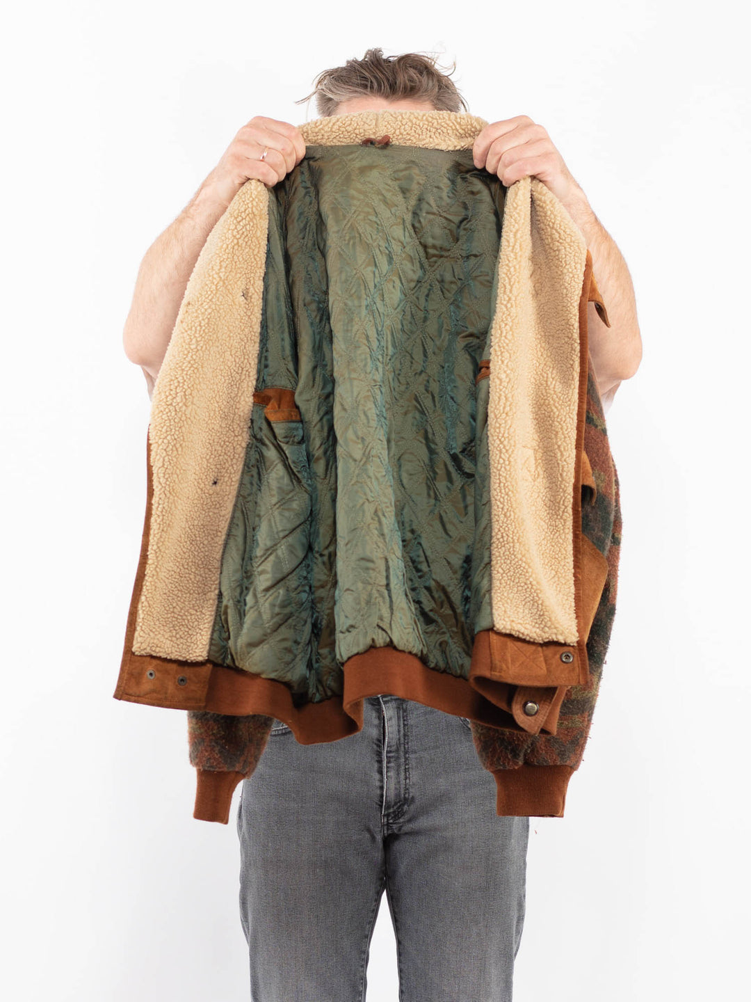 Vintage 80's Men Suede Jacket in BrownZ2301