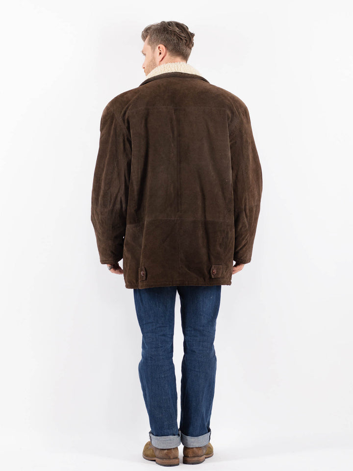 Vintage 80's Men Suede Sherpa Coat in BrownZ1547