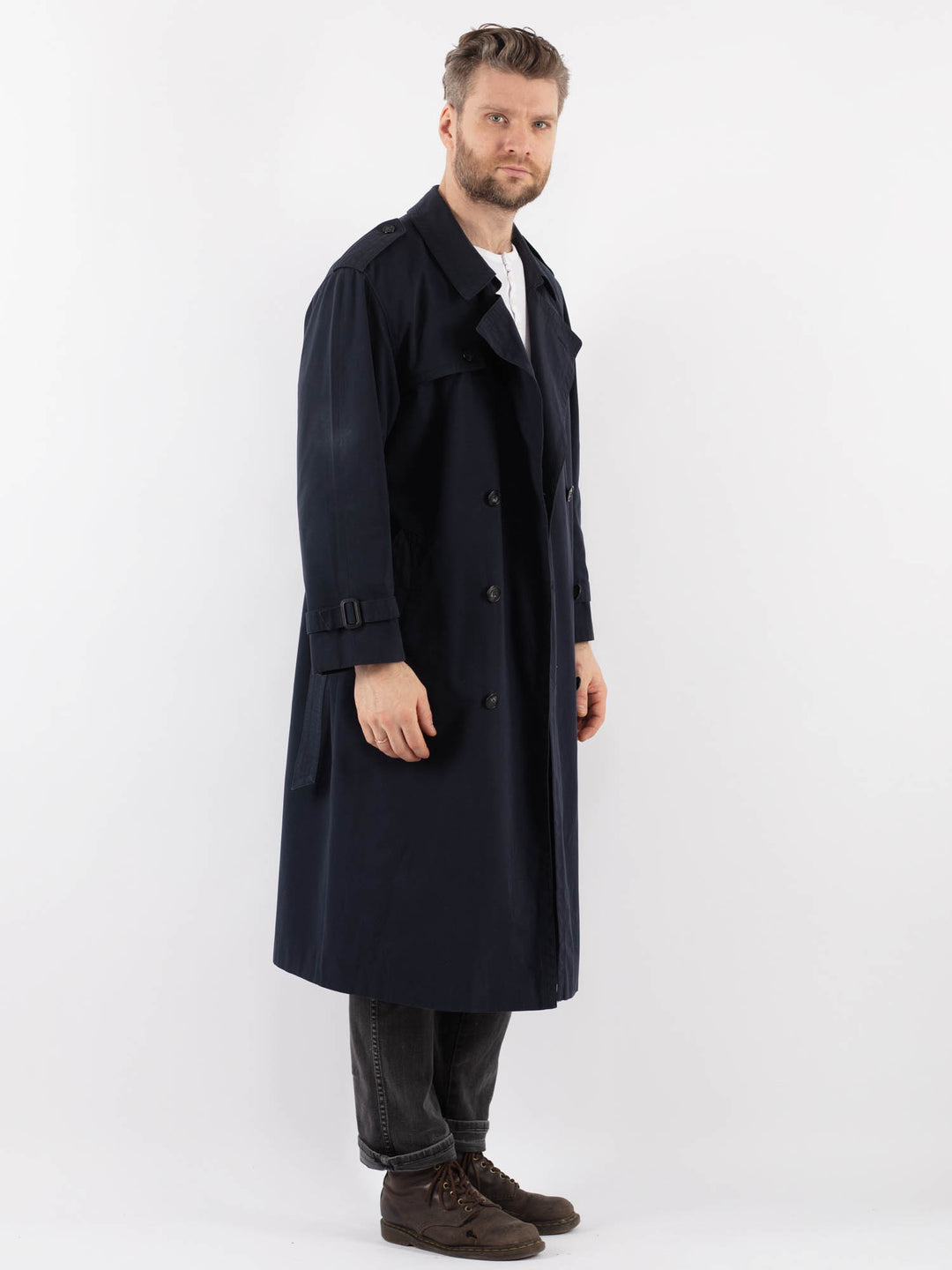 Vintage 80's Men Trench Coat in BlueZ934