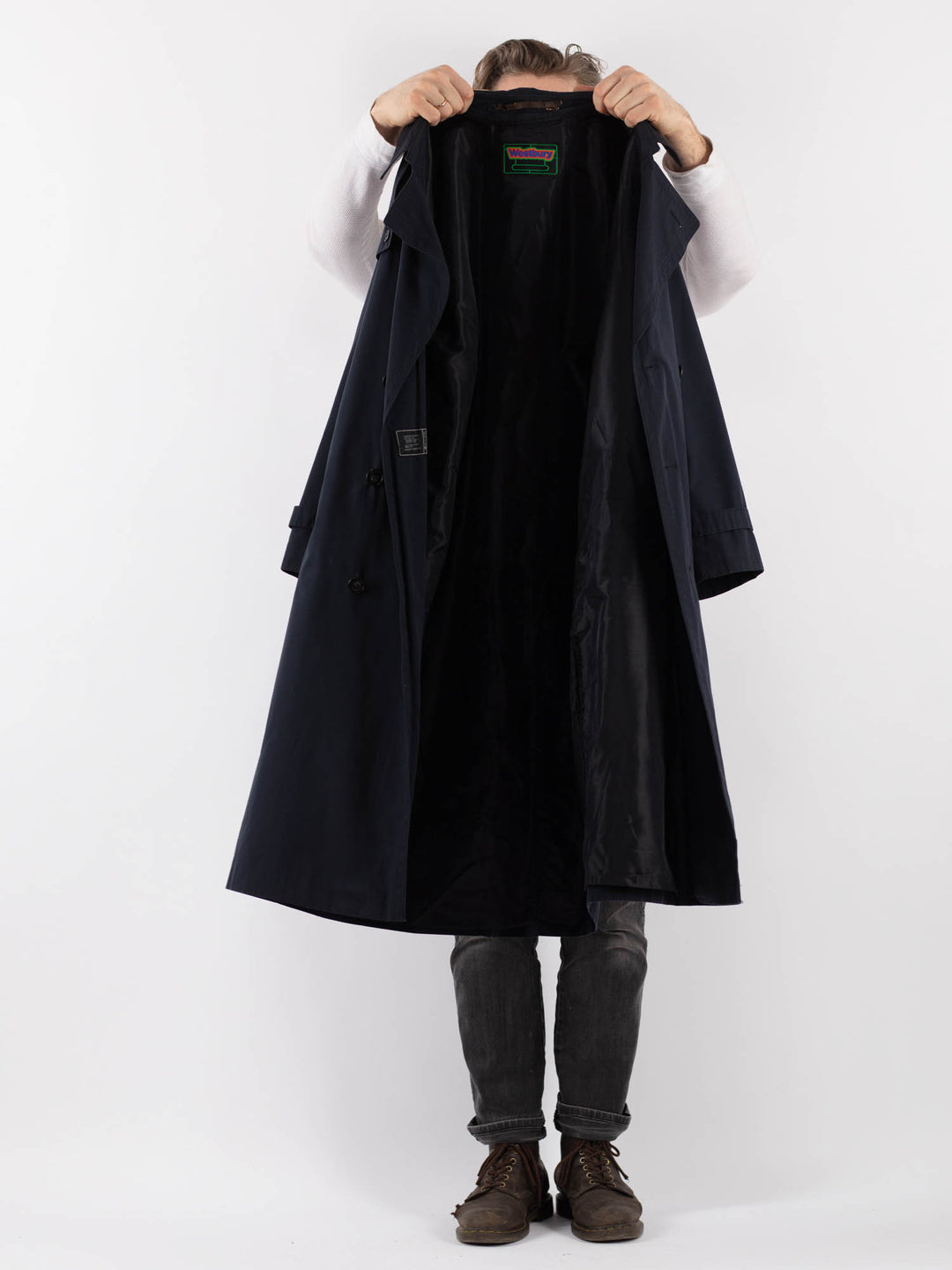 Vintage 80's Men Trench Coat in BlueZ934