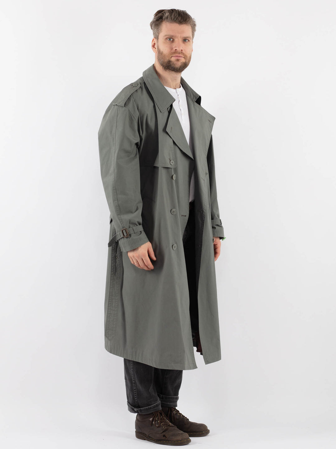 Vintage 90's Men Trench Coat in GrayZ935