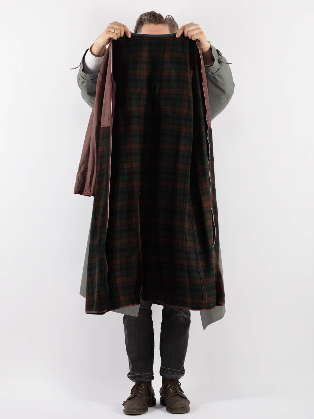 Vintage 90's Men Trench Coat in GrayZ935