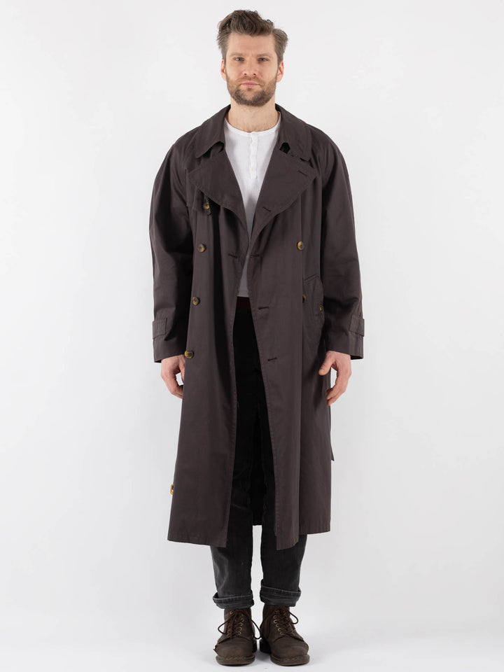 Vintage 80's Men Trench Coat in Brown