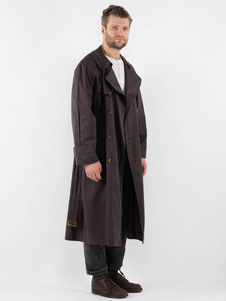 Vintage 80's Men Trench Coat in Brown