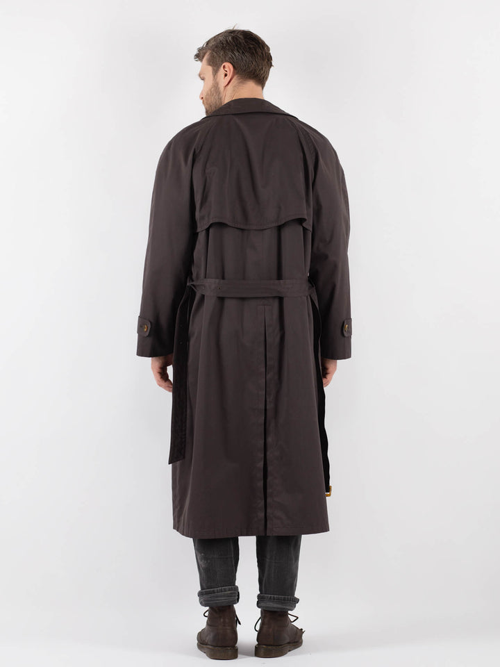 Vintage 80's Men Trench Coat in Brown