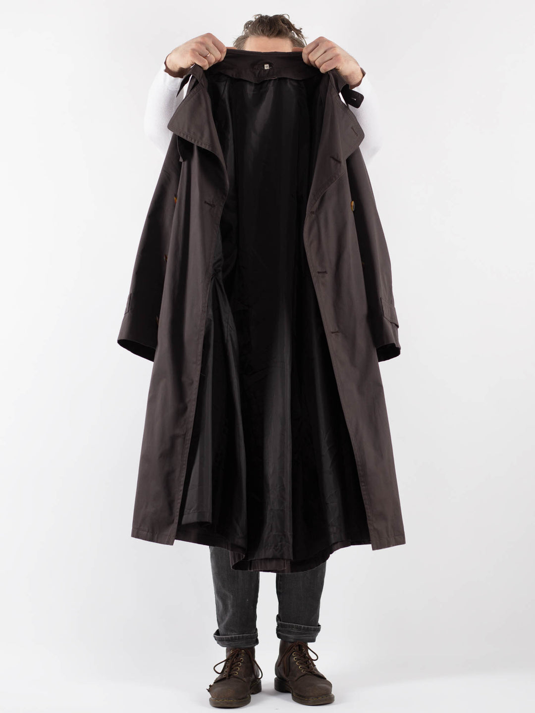 Vintage 80's Men Trench Coat in Brown