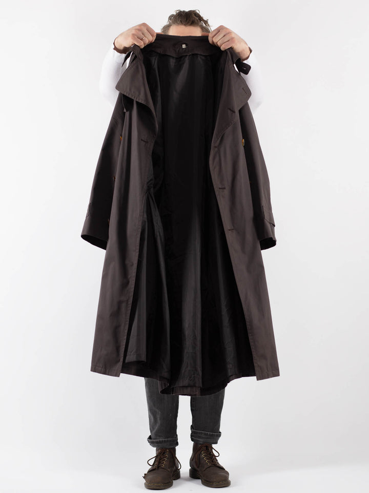 Vintage 80's Men Trench Coat in Brown