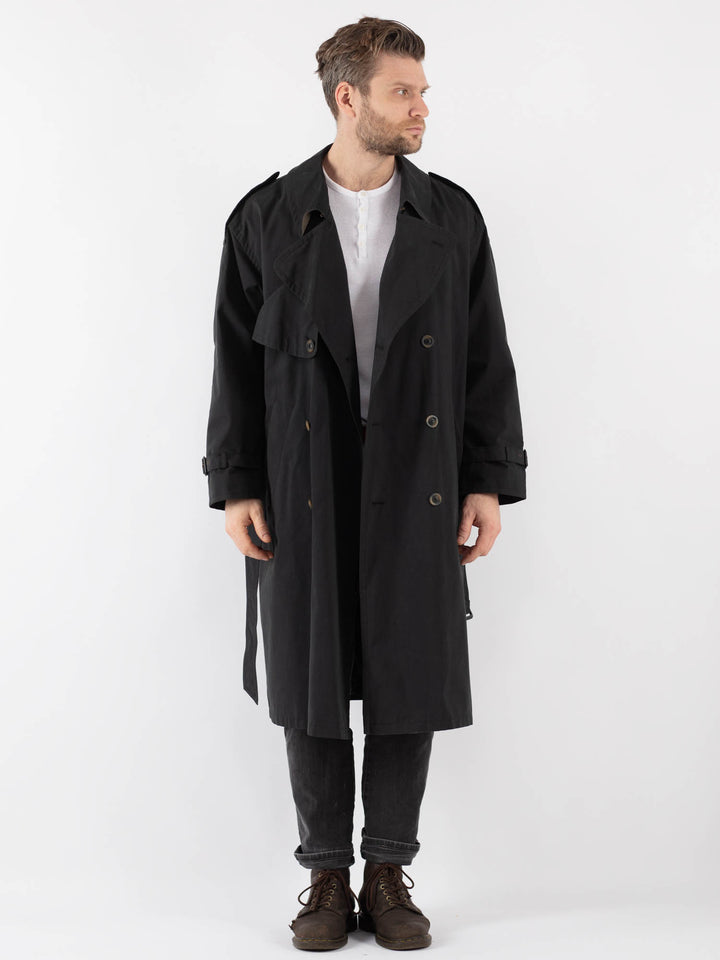 Vintage 80's Men Trench Coat in Gray