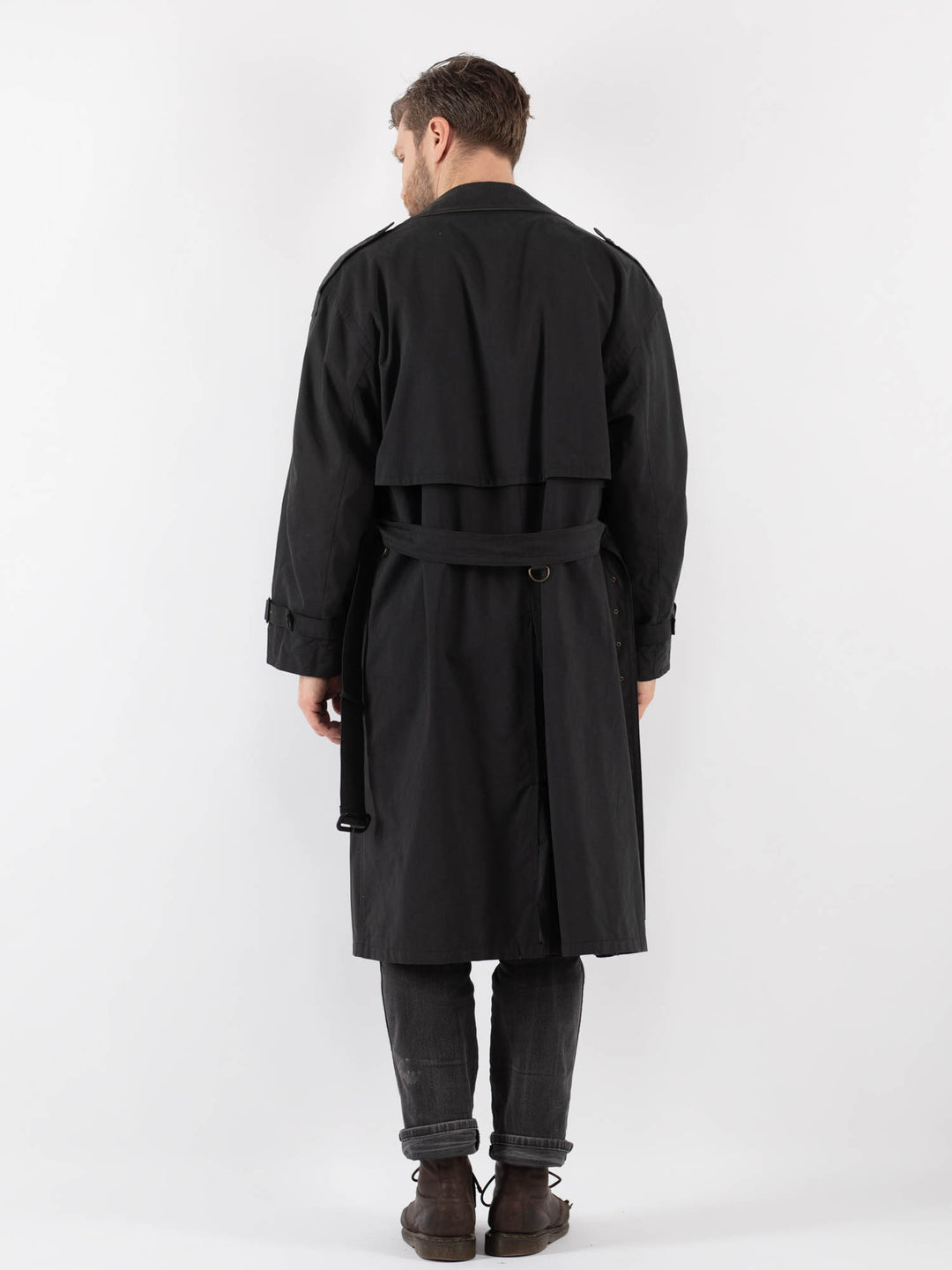 Vintage 80's Men Trench Coat in Gray