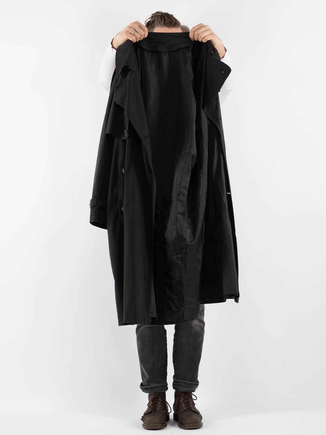 Vintage 80's Men Trench Coat in Gray