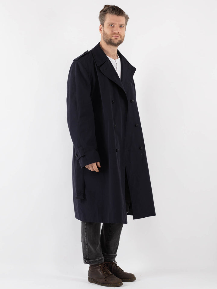 Vintage 80's Men Trench Coat in Blue