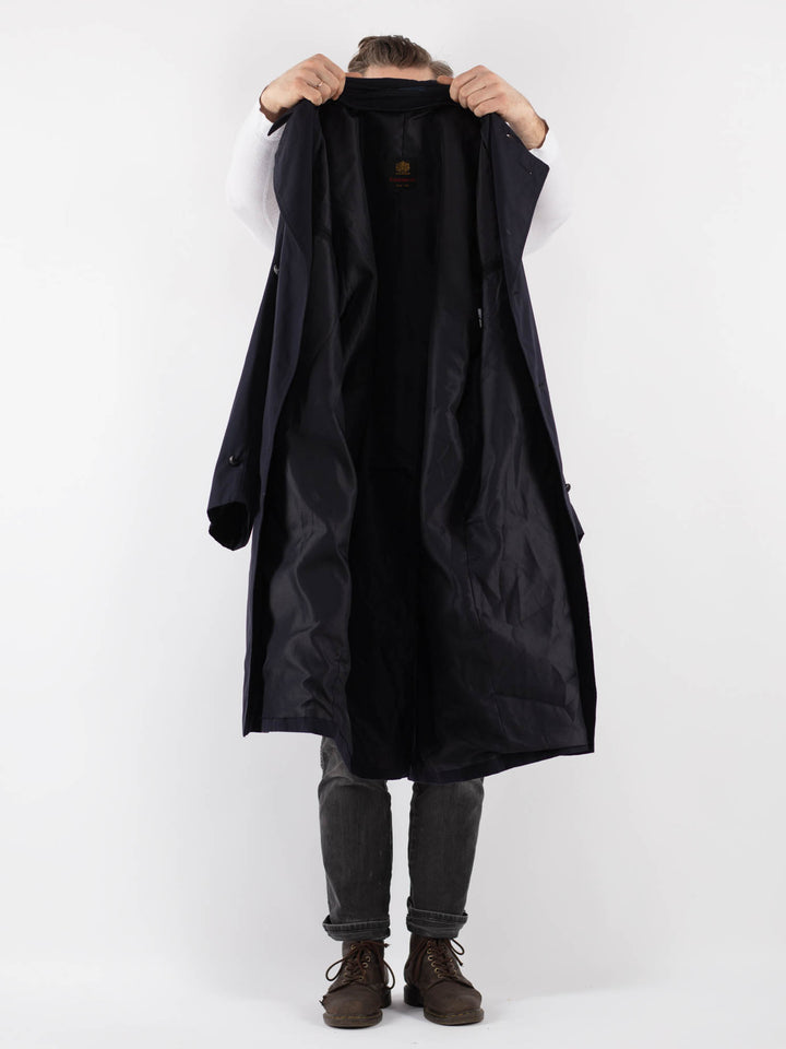 Vintage 80's Men Trench Coat in Blue