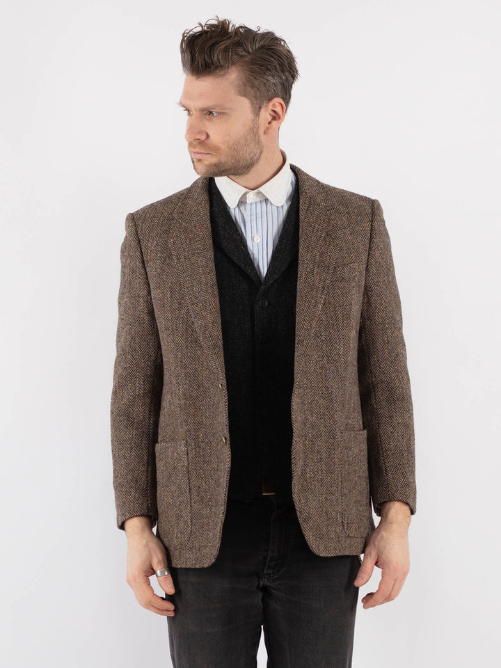 Vintage 80's Men Harris Tweed Jacket in Beige - NorthernGrip