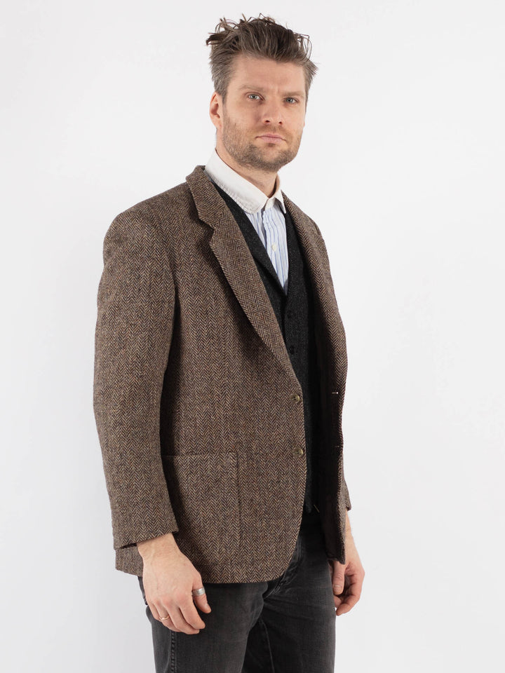 Vintage 80's Men Harris Tweed Jacket in Beige - NorthernGrip