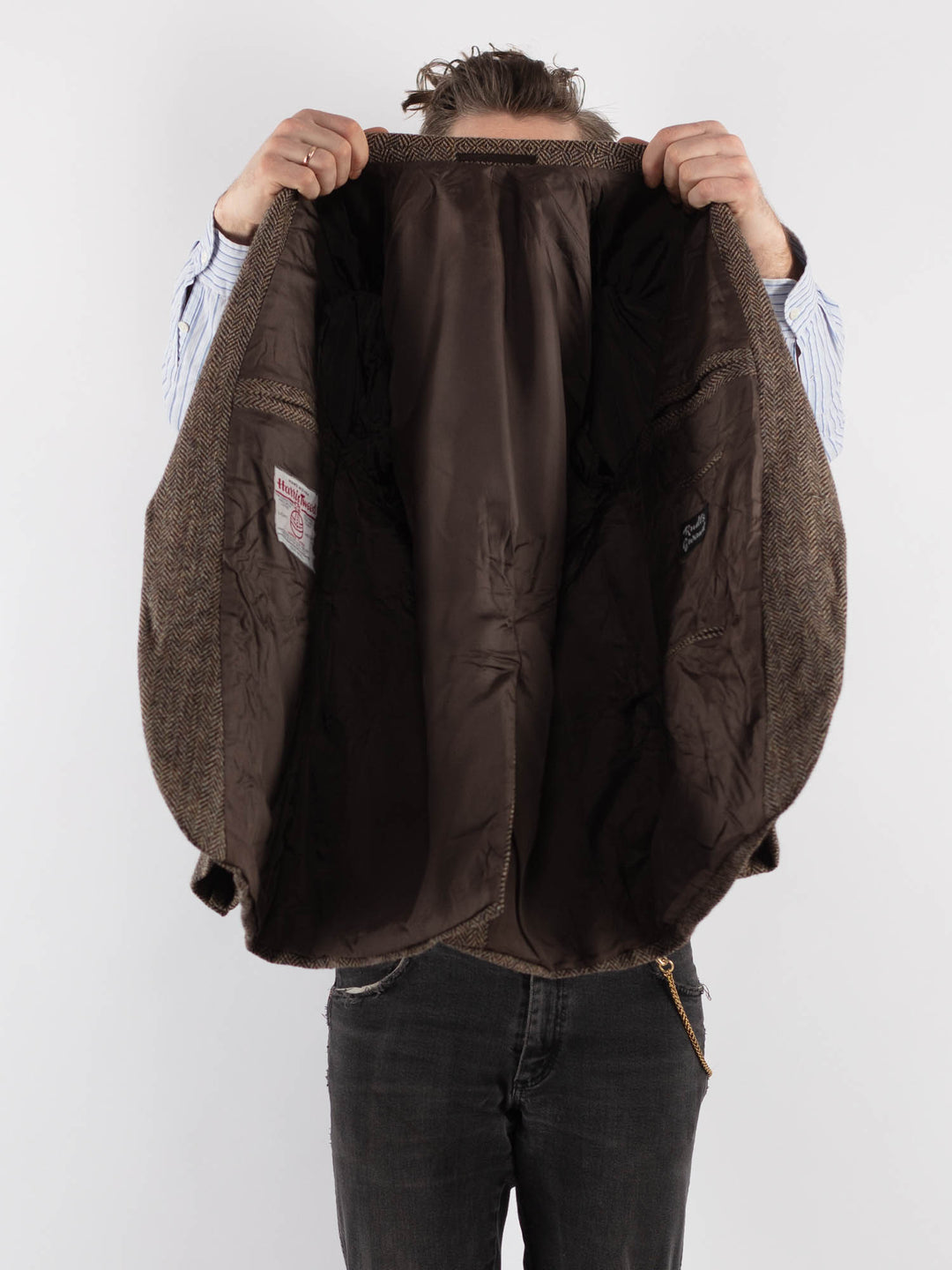 Vintage 80's Men Harris Tweed Jacket in Beige - NorthernGrip