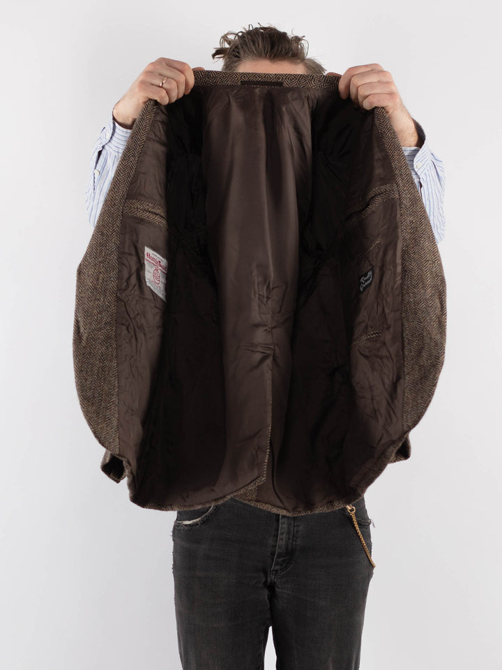 Vintage 80's Men Harris Tweed Jacket in Beige - NorthernGrip