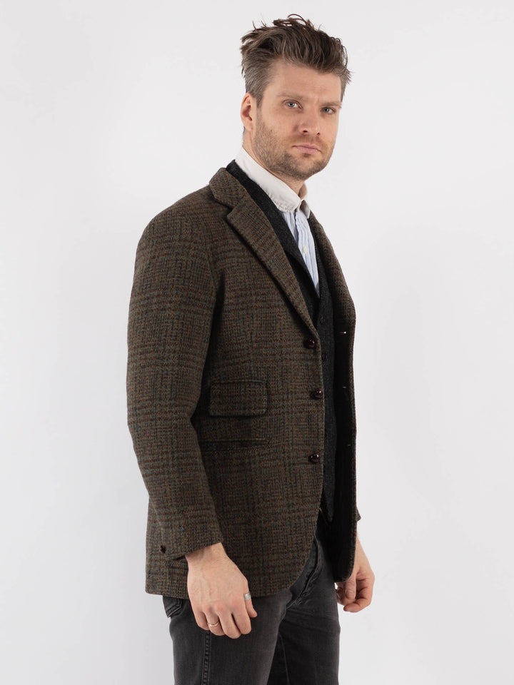 Vintage 80's Men Harris Tweed Jacket in GreenZ709