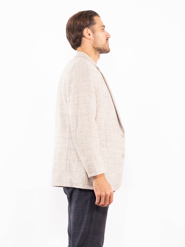 Vintage 80's Men Wool Blazer Jacket in BeigeZ2198