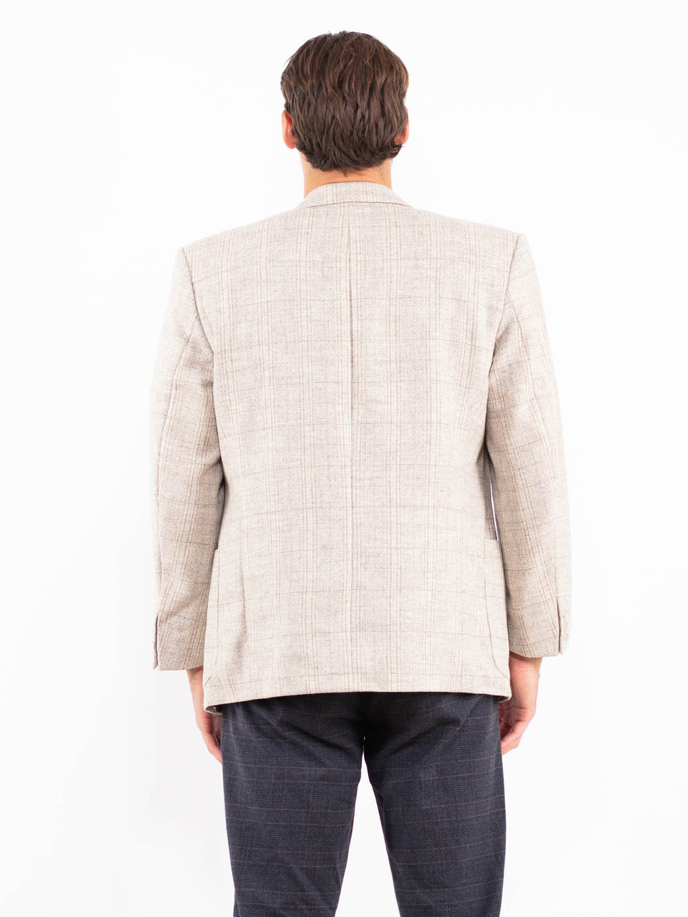 Vintage 80's Men Wool Blazer Jacket in BeigeZ2198