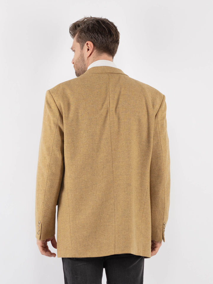 Vintage 80's Men Wool Blazer Jacket in Beige - NorthernGrip
