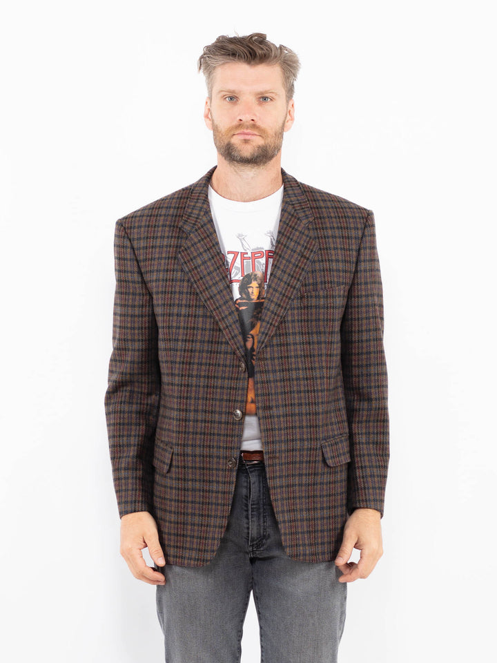 Vintage 80's Men Wool Blend Blazer Jacket in MultiZ2321