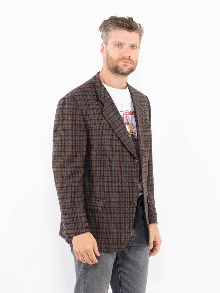 Vintage 80's Men Wool Blend Blazer Jacket in MultiZ2321