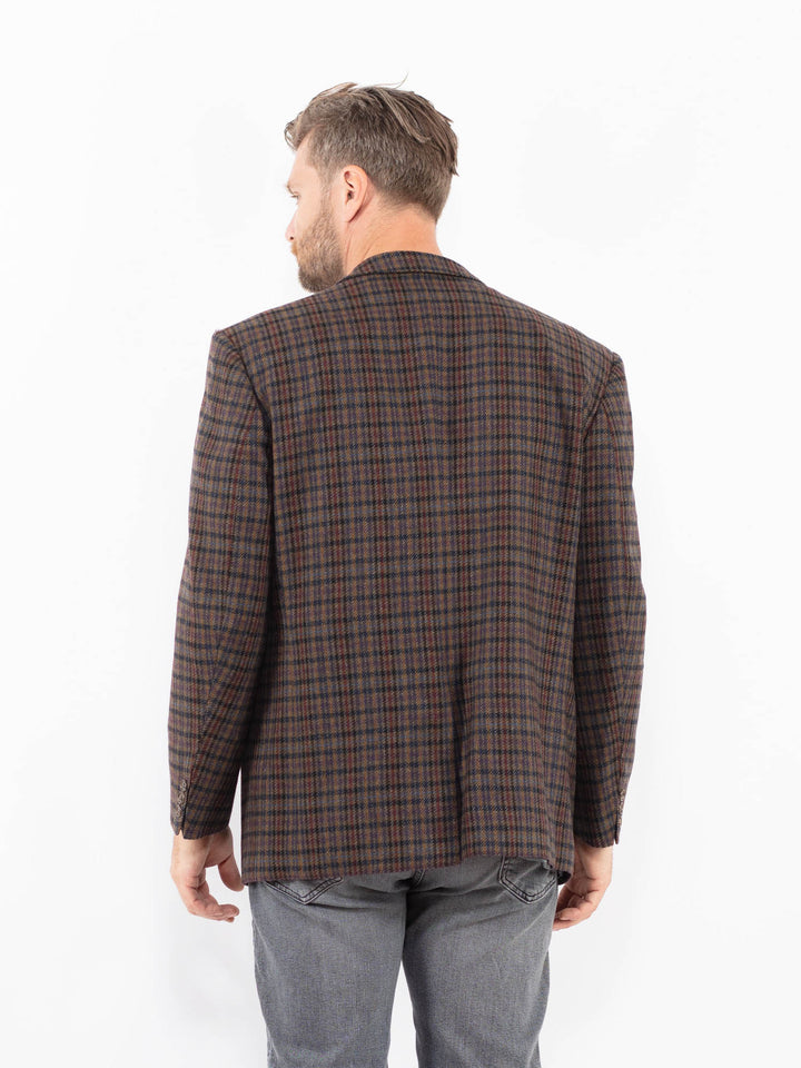 Vintage 80's Men Wool Blend Blazer Jacket in MultiZ2321