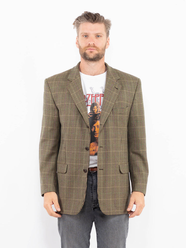 Vintage 80's Men Wool Blazer Jacket in GreenZ2324