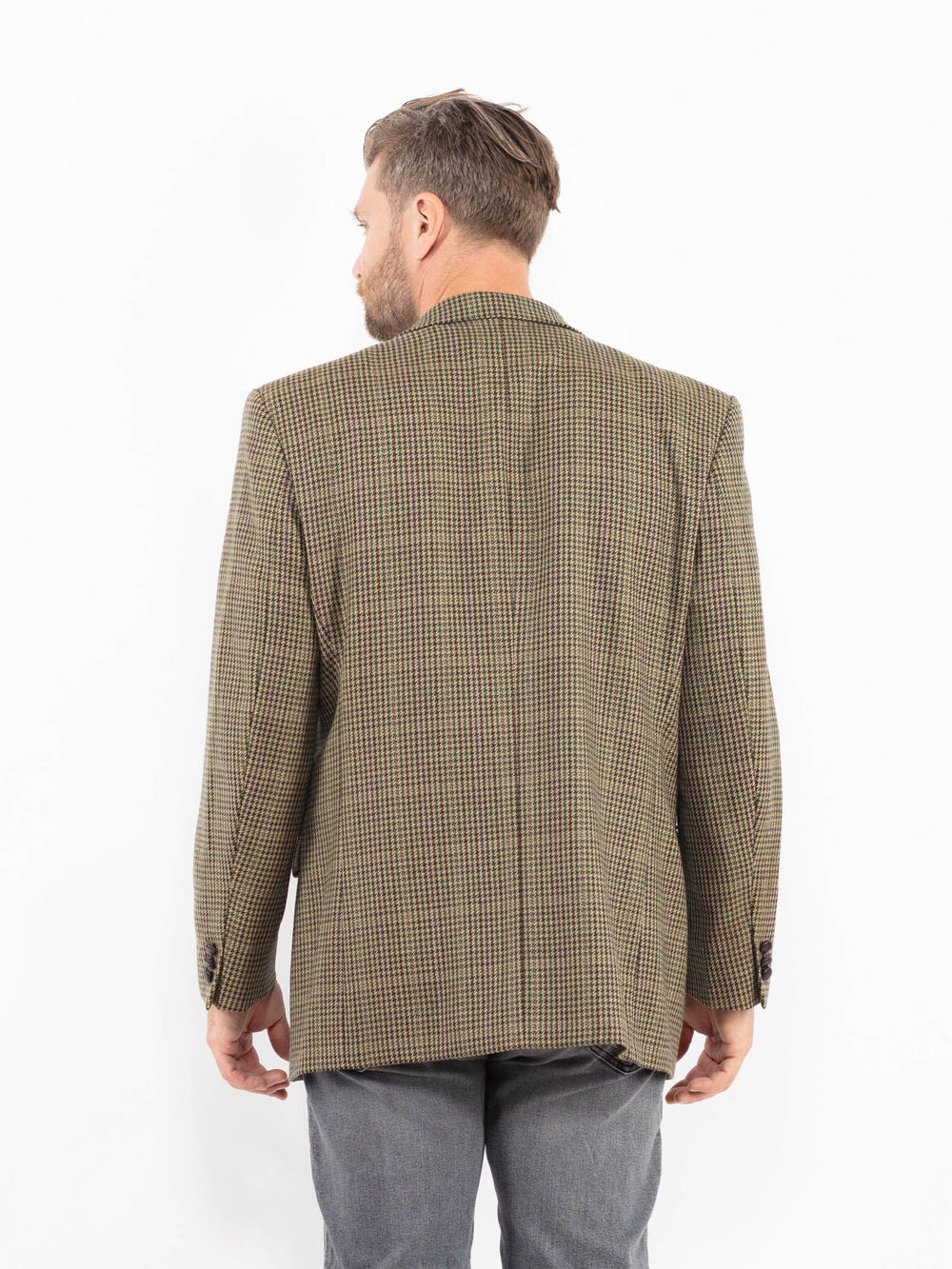 Vintage 80's Men Wool Blazer Jacket in GreenZ2324