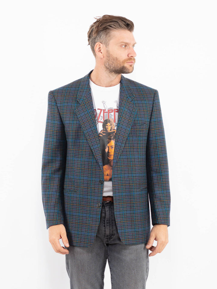 Vintage 70's Men Wool Blazer Jacket in Blue