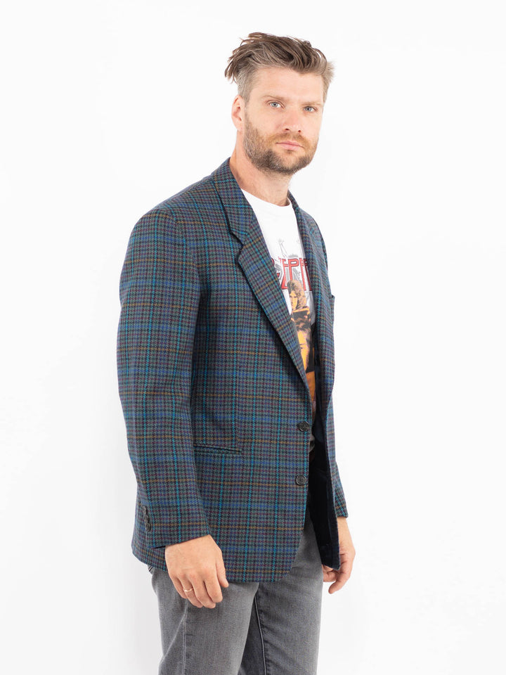 Vintage 70's Men Wool Blazer Jacket in Blue