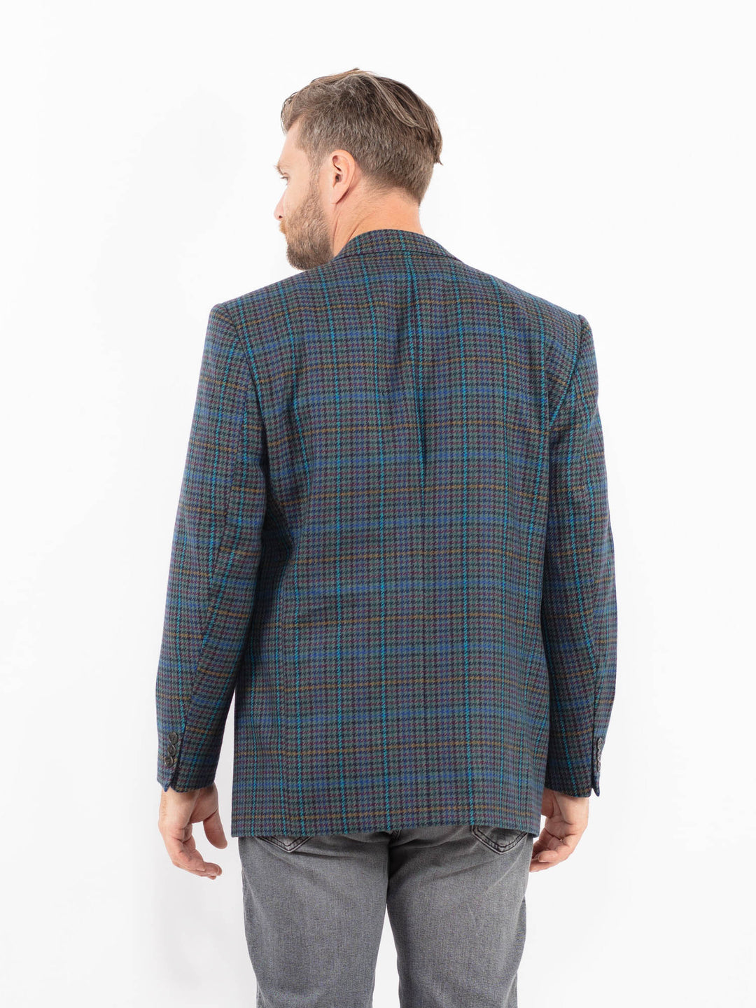 Vintage 70's Men Wool Blazer Jacket in Blue