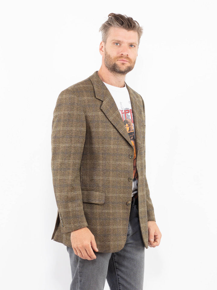 Vintage 80's Men Wool Blazer Jacket in GreenZ2326