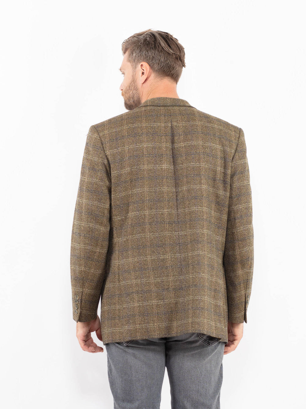 Vintage 80's Men Wool Blazer Jacket in GreenZ2326