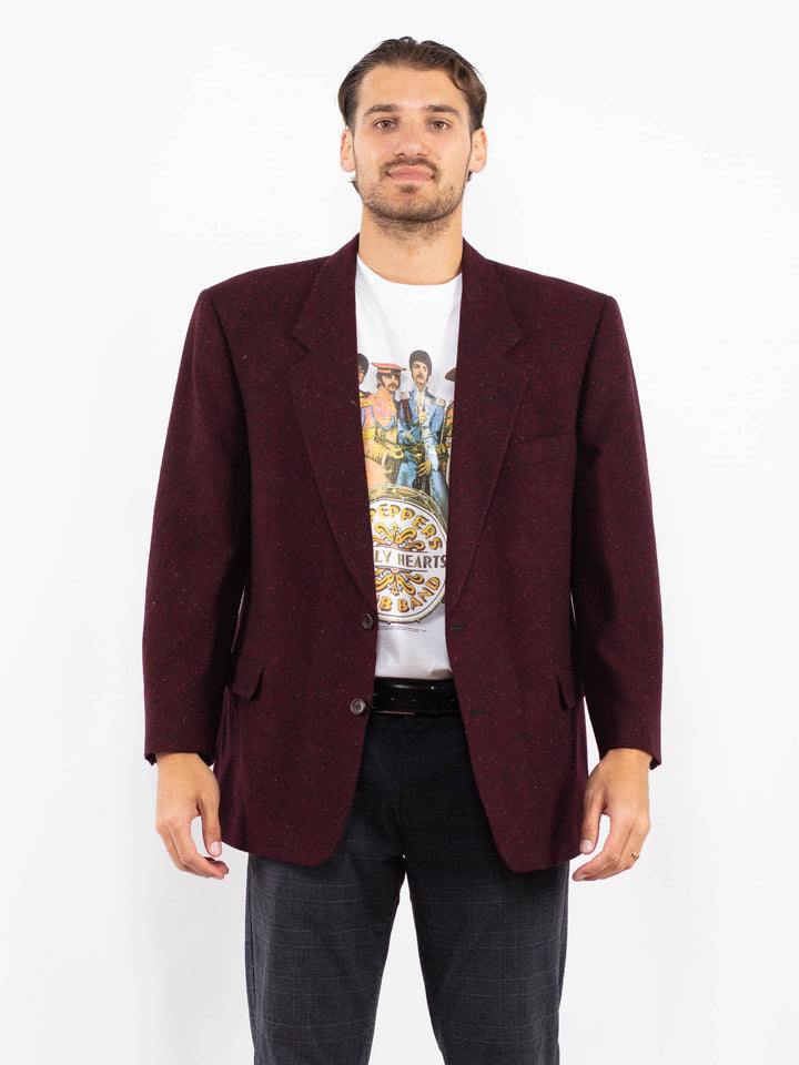 Vintage 80's Men Wool Blazer Jacket in RedZ2230