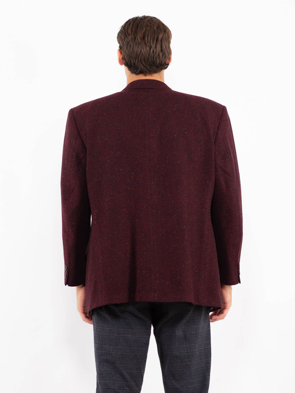 Vintage 80's Men Wool Blazer Jacket in RedZ2230