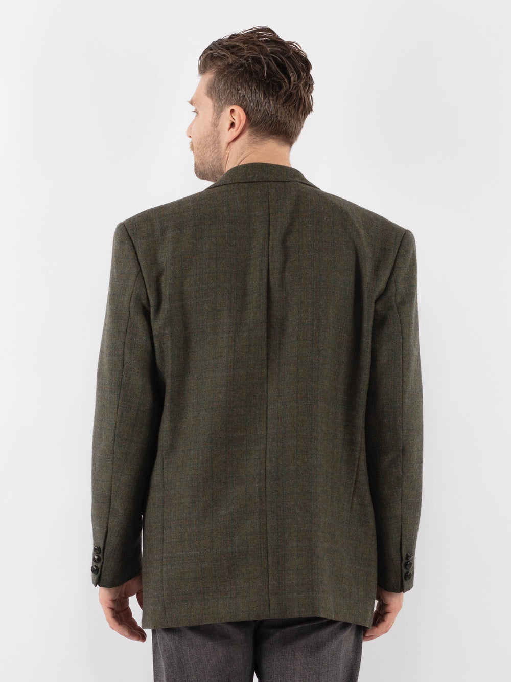 Vintage 80's Men Wool Blazer Jacket in GreenZ1053