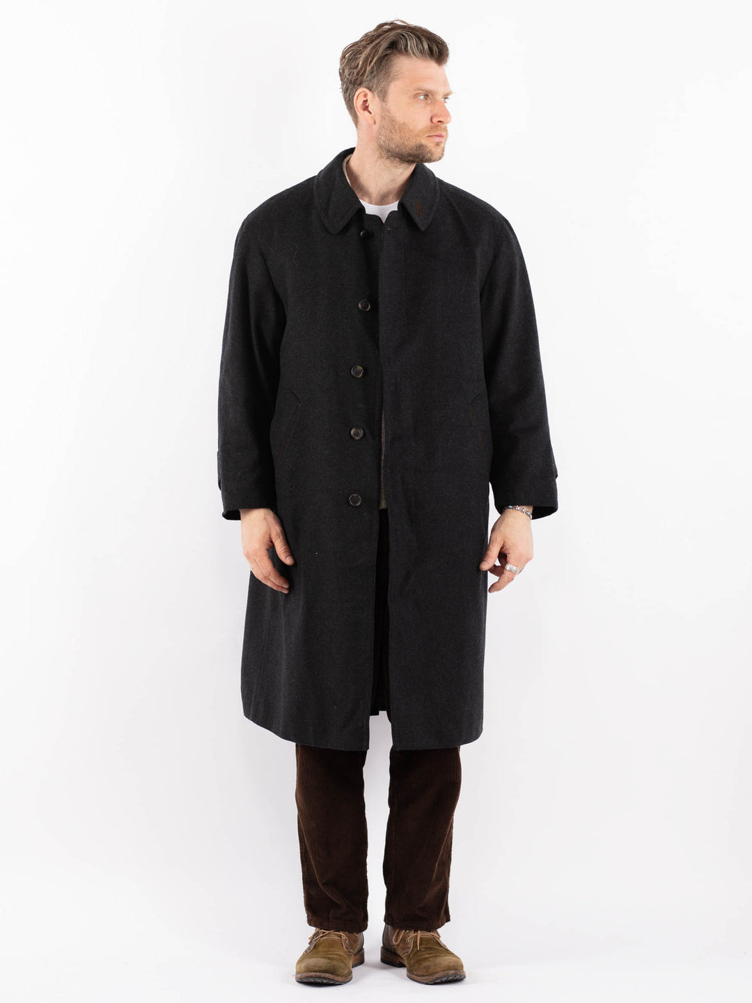 Vintage 80's Men Wool Coat in GrayZ1634