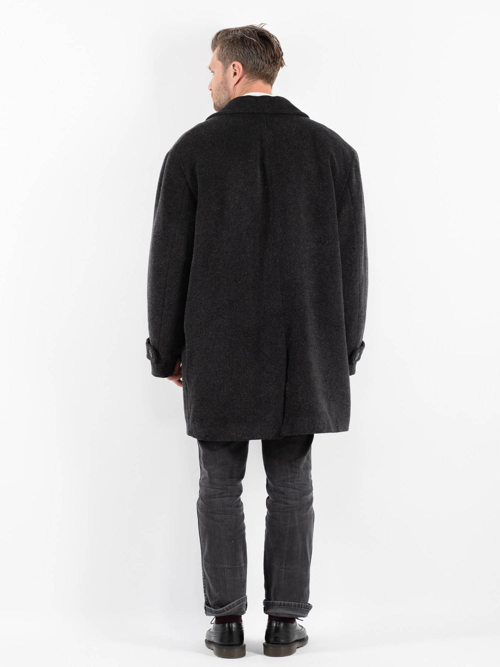 Vintage 80's Men Wool Coat in GrayZ1749