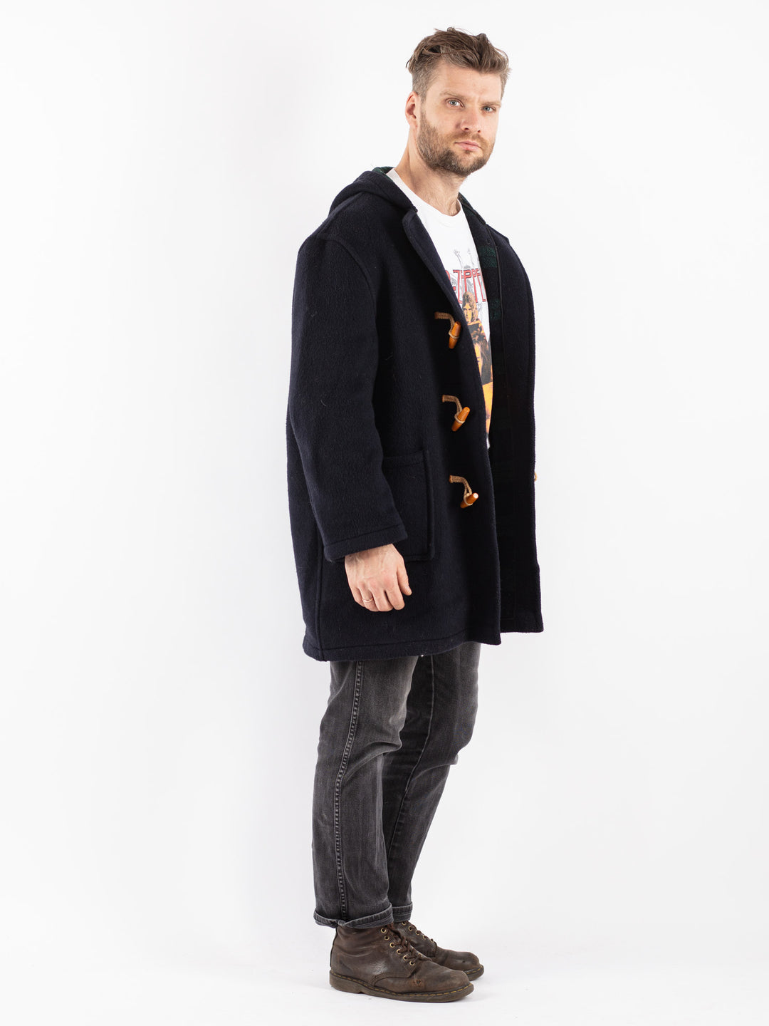 Vintage Men Wool Coat in Blue