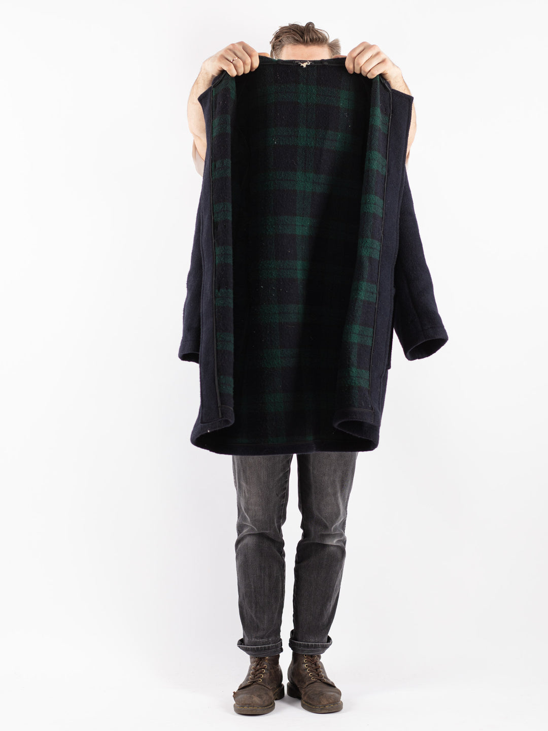 Vintage Men Wool Coat in Blue