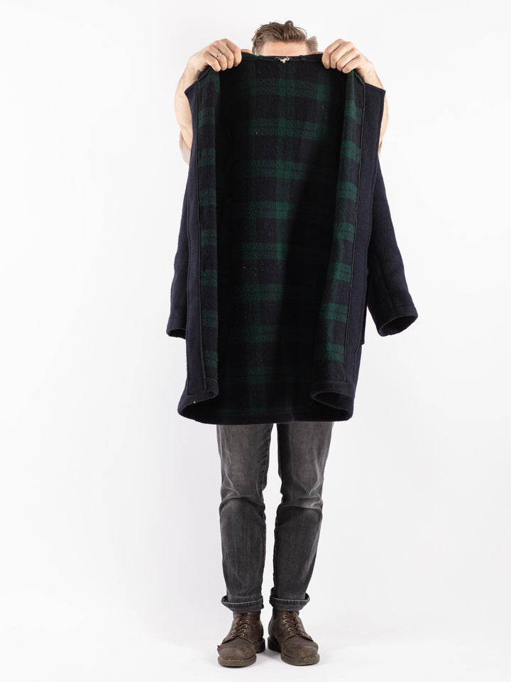 Vintage Men Wool Coat in Blue