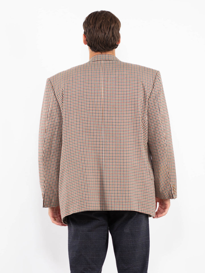 Vintage 80's Men Wool Blend Blazer Jacket in Multi