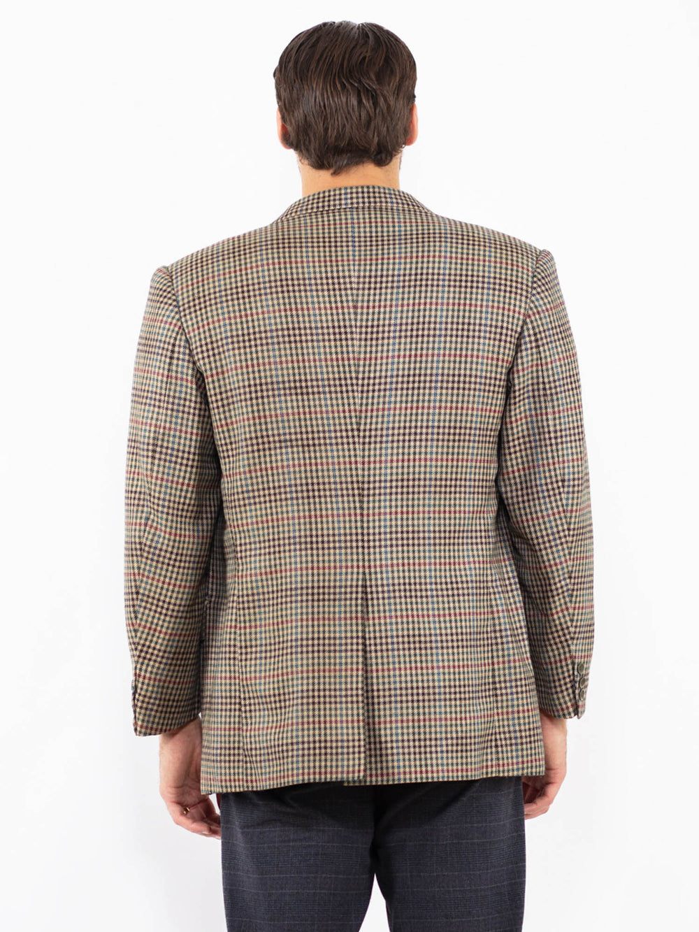Vintage 80's Men Wool Blazer Jacket in MultiZ2424