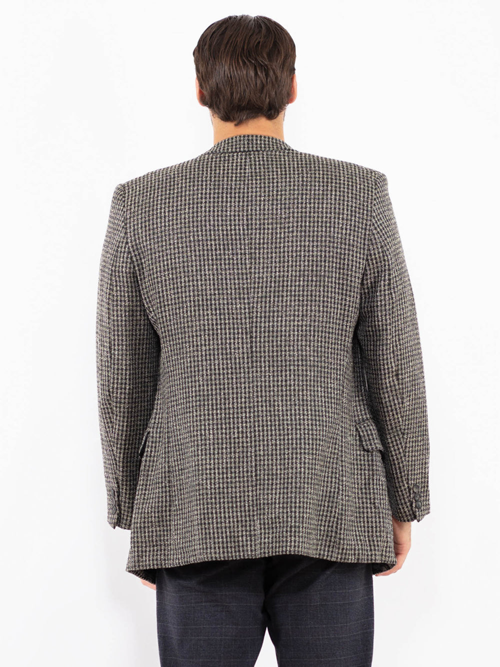 Vintage 80's Men Wool Blend Blazer Jacket in GrayZ2437