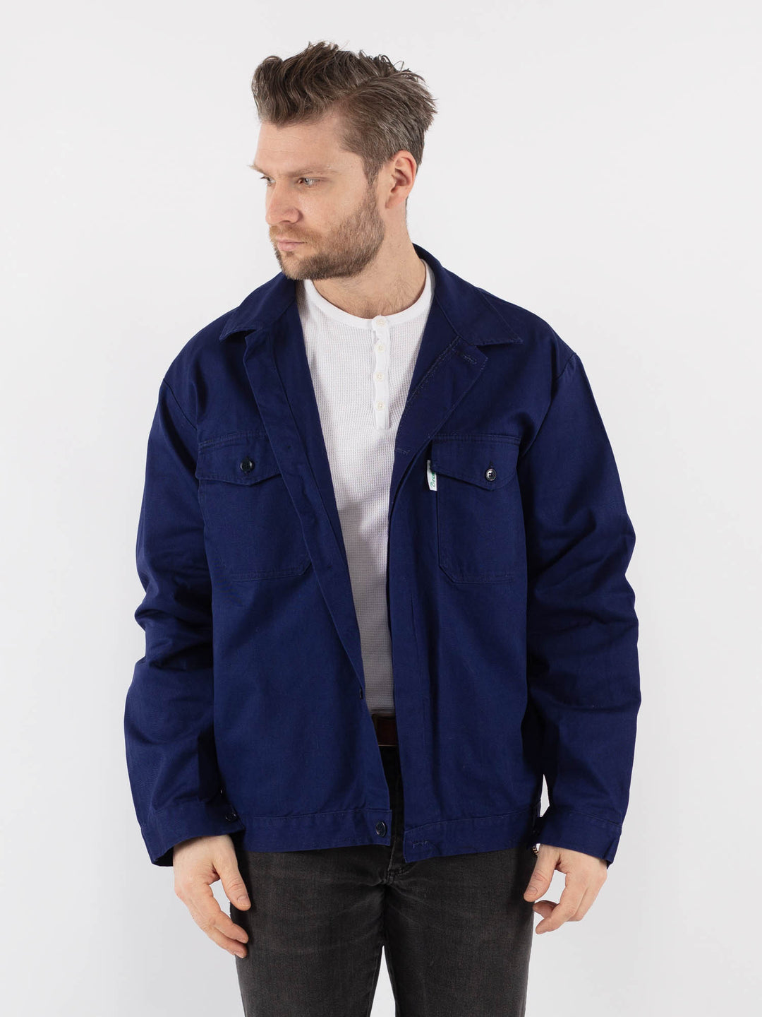 Vintage 80's Men Work Jacket in Blue