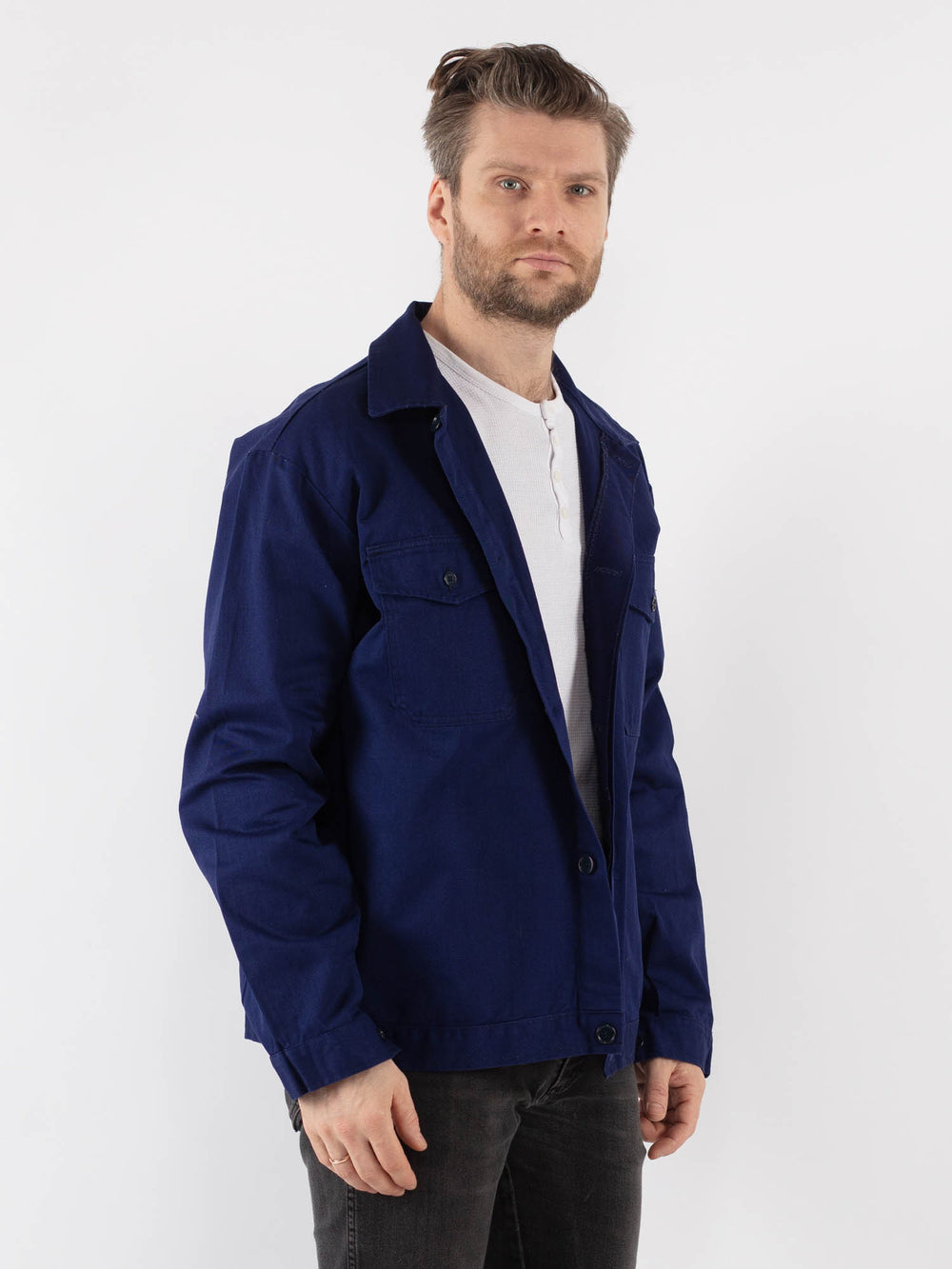Vintage 80's Men Work Jacket in Blue