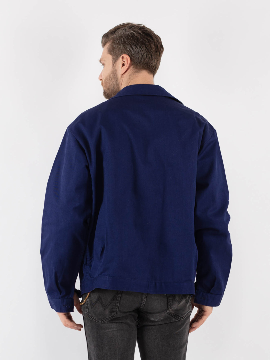 Vintage 80's Men Work Jacket in Blue