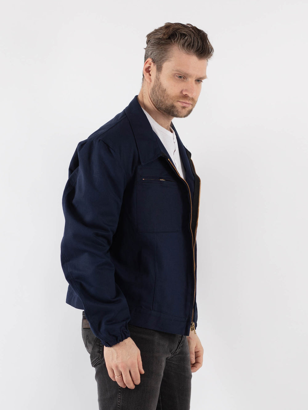 Vintage 80's Men Work Jacket in Blue