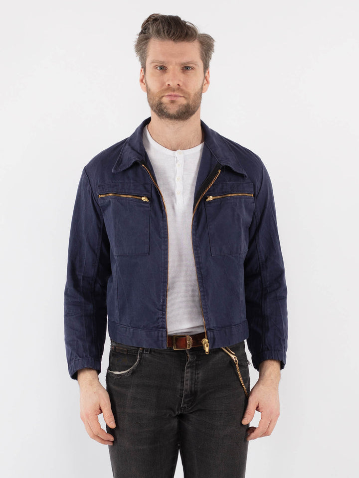Vintage 80's Men Work Jacket in Blue